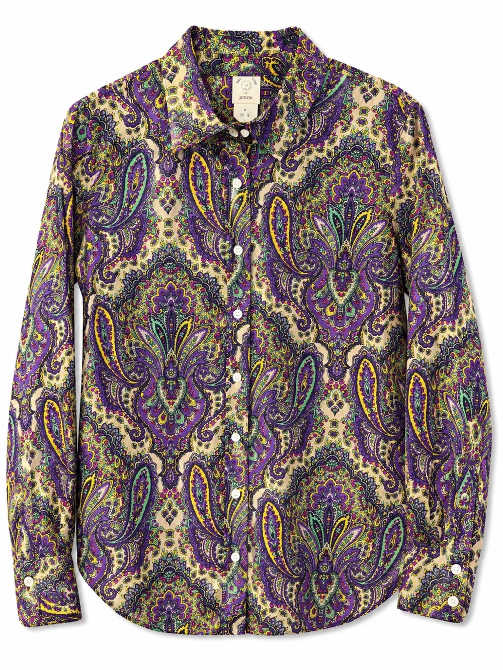 J.Crew The Perfect Shirt Size 8 Cotton Silk Paisley Button Down